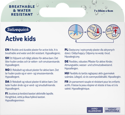 Plastry dla dzieci Salvequick Active Kids 7szt: 10 cm x 6 cm