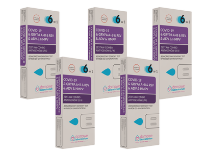 Domowe Laboratorium Test 6w1 - COVID-19, Grypa A+B, RSV, ADV, HMPV 5 sztuk