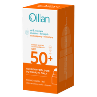 Oillan ochronny roll-on przeciwsłoneczny do twarzy i ciała z filtrem SPF50 do skóry wrażliwej 50 ml