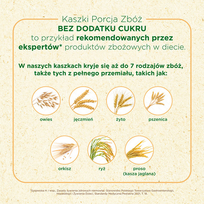 BoboVita Porcja zbóż Kaszka mleczna 7 zbóż zbożowo-jaglana owocowa po 8 miesiącu ZESTAW 9 x 210 g