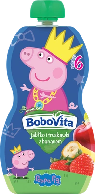 BoboVita Peppa Mus jabłko i truskawki z bananem po 6 miesiącu 100 g
