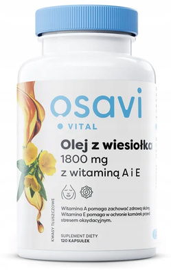 OSAVI Olej z wiesiołka piękna skóra witamina A+E 1800 mg 120 kapsułek