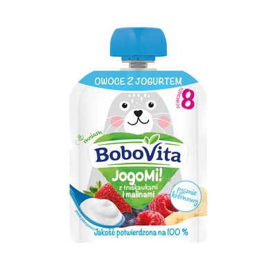 BoboVita Jogomi! Deserek z truskawkami i malinami 80g