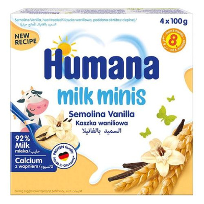 Humana Milk Minis Deserek mleczny kaszka waniliowa po 8. miesiącu 400 g (4 x 100 g)