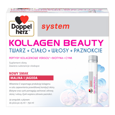 Doppelherz system KOLLAGEN BEAUTY smak POMARAŃCZA I MARAKUJA 30 ampułek po 25 ml