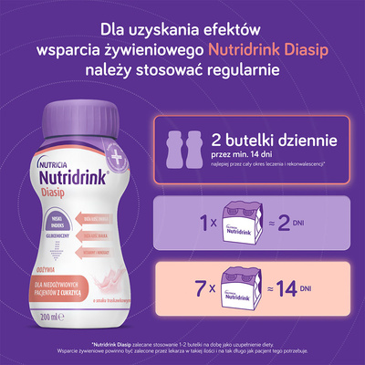 Nutridrink Diasip o smaku waniliowym i truskawkowym ZESTAW 8 x 200 ml 