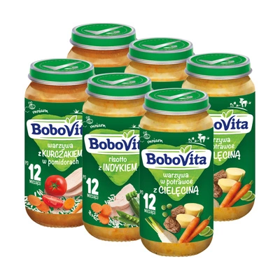 Zestaw Bobovita Obiadek Bez glutenu od 12 miesiąca 6 sztuk