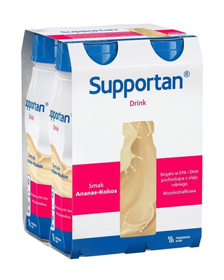 Supportan Drink, smak anansowo-kokosowy, 12 x 200 ml. Żywność specjalnego przeznaczenia medycznego. Pacjent onkologiczny, wyniszczony.