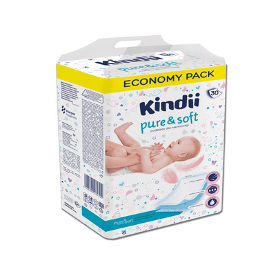 Kindii Pure & Soft Podkłady dla niemowląt 40 x 60 cm 30 sztuk