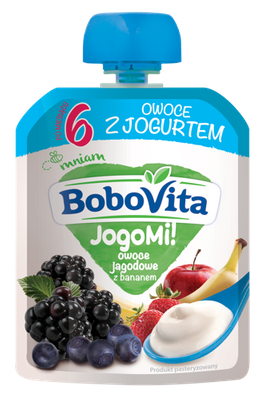 BoboVita Jogomi! Deserek z owocami jagodowymi i bananem 80g