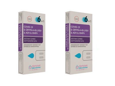 Domowe Laboratorium Test 6w1 - COVID-19, Grypa A+B, RSV, ADV, HMPV 2 sztuki