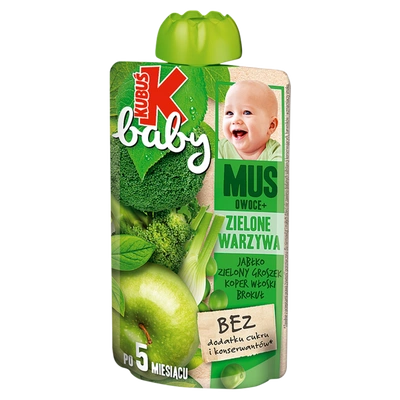 Kubuś Baby Mus po 5 miesiącu jabłko zielony groszek koper włoski brokuł 100 g