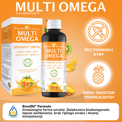 MultiOmega płyn KWASY OMEGA 3 smak owoców tropikalnych 250 ml	