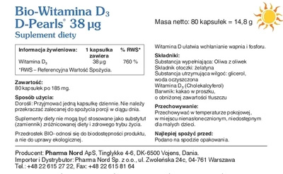 Pharma Nord Bio-Witamina D3 D-Pearl odporność 80 kapsułek