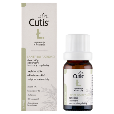 Cutis Ł-Łuszczyca lakier do paznokci + CBD na objawy onycholizy i łuszczycy 10 ml