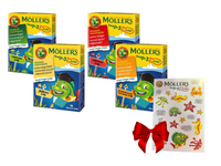Moller's Omega-3 Rybki różne smaki żelki odporność tran odporność 4x36 sztuk + NAKLEJKI GRATIS!