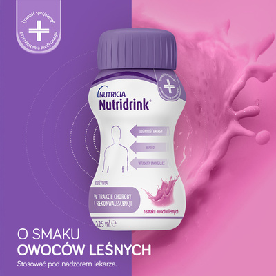 Nutridrink różne smaki truskawka i owoce leśne ZESTAW 24 x 125 ml