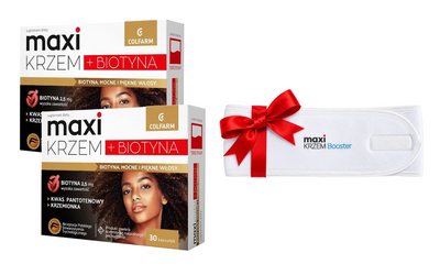 Maxi Krzem + Biotyna MOCNE I PIĘKNE WŁOSY ZESTAW 2 x 30 kapsułek + GRATIS!