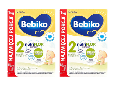 BEBIKO 2 NUTRIflor Expert mleko następne dla niemowląt powyżej 6 miesiąca ZESTAW 2 x 1000 g