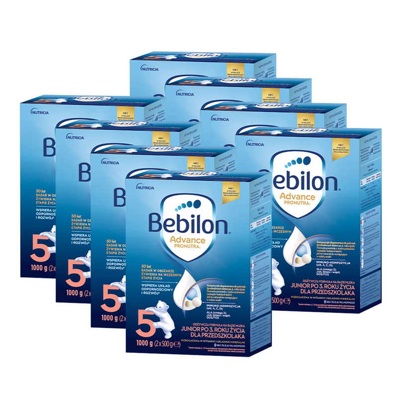 Bebilon 5 Advance Pronutra Junior odżywcza formuła na bazie mleka po 3. roku życia dla przedszkolaka ZESTAW 8 x 1000 g