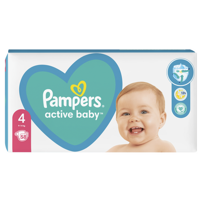 Pieluchy Pampers ACTIVE 4 maxi 58szt  9-14 kg