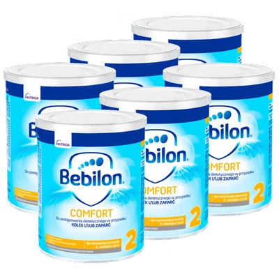 Bebilon Comfort 2 Żywność specjalnego przeznaczenia medycznego dla niemowląt od 6. miesiąca ZESTAW 6x400 g