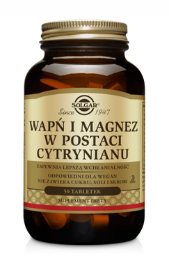 Solgar Wapń i Magnez w postaci cytrynianu 50tab