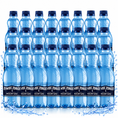 Żywiec Zdrój Mocny Gaz Woda źródlana ZESTAW 24 x 500 ml