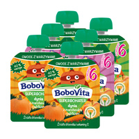 BoboVita Superbohater Musy warzywno owocowe MIX SMAKÓW ZESTAW 6 x 80 g