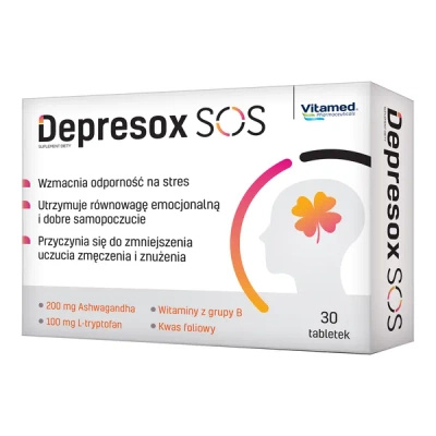 DEPRESOX SOS ashwagandha l-tryptofan ODPORNOŚĆ NA STRES 30 tabletek