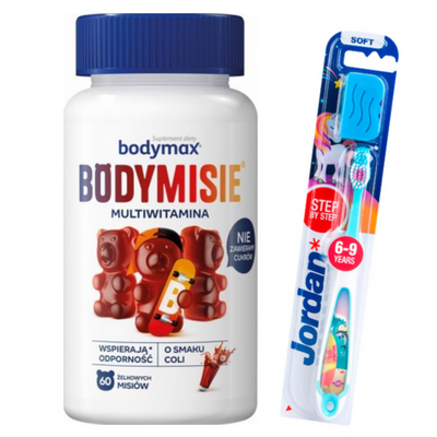 Bodymax Bodymisie żelki o smaku coli 60szt szczoteczka JORDAN 6-9 lat GRATIS