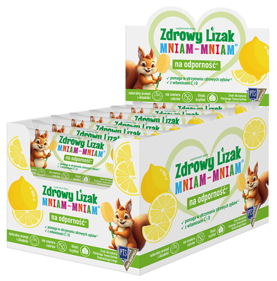 Zdrowy lizak dla dzieci mniam mniam z witaminami smak cytrynowy ŁEZKA 40 sztuk
