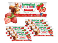 Zdrowy lizak dla dzieci mniam mniam z witaminami smak truskawkowy ZESTAW ŁEZKA 10 sztuk