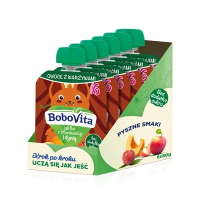 BoboVita Jabłko z brzoskwinią i dynią po 6 miesiącu ZESTAW 6 x 80 g
