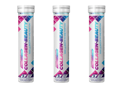Allnutrition COLLAGEN BEAUTY kolagen SMAK RABARBAR-TRUSKAWKA 3 x 20 tabletek musujących