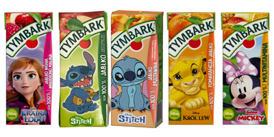 Tymbark Sok 100 % zestaw soczków na cały tydzień bez cukru różne smaki 5 x 200 ml