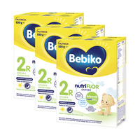 BEBIKO NUTRIflor Expert 2R mleko następne z kleikiem ryżowym, dla niemowląt, powyżej 6. m-ca życia ZESTAW 3 x 550 g