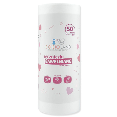 Bocioland miękkie i delikatne ręczniki bawełniane na rolce 20 x 23 cm ZESTAW 3 x 50 sztuk