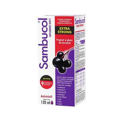 Sambucol EXTRA Strong standaryzowany ekstrakt z czarnego bzu 120ml wsparcie odporności