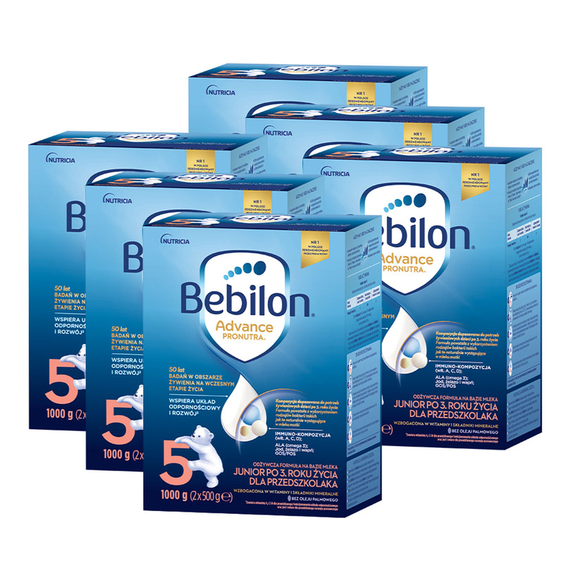Bebilon 5 Advance Pronutra Junior odżywcza formuła na bazie mleka po 3. roku życia dla przedszkolaka ZESTAW 6 x 1000 g