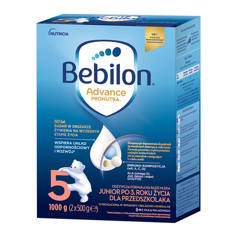 Bebilon 5 Advance Pronutra Junior odżywcza formuła na bazie mleka po 3. roku życia dla przedszkolaka 1000 g
