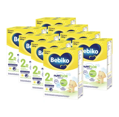 BEBIKO NUTRIflor Expert 2R mleko następne z kleikiem ryżowym, dla niemowląt, powyżej 6. m-ca życia ZESTAW 8 x 550 g