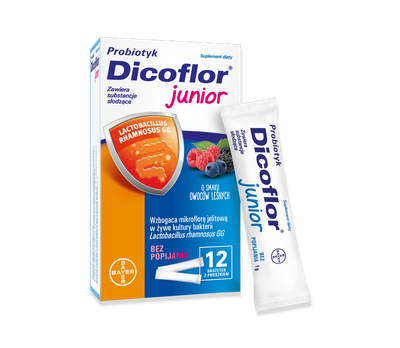 Dicoflor Junior probiotyk 12 saszetek, Dicoflor Ibsium probiotyk 20 kapsułek + BIDON GRATIS!