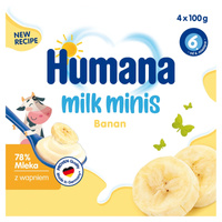 Humana Milk Minis zestaw deserków jogurtowych banan i brzoskwinia od 6 miesiąca 8 x 100 g + ŁYŻECZKA GRATIS!