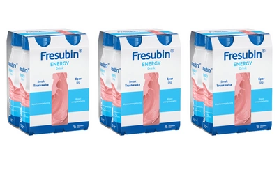 Fresubin® Energy Drink, smak truskawkowy, ZESTAW 12 x 200 ml. Żywność specjalnego przeznaczenia medycznego. Dieta na Start