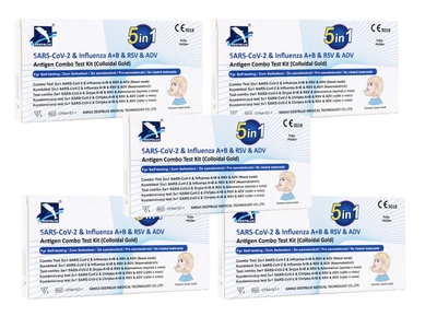 Deep Blue Test COMBO 5w1 COVID-19 Grypa A+B RSV Adenowirus ZESTAW 5 sztuk
