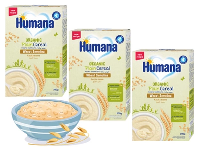 Humana Organic Kaszka bezmleczna kaszka manna po 4. miesiącu ZESTAW 3 x 200 g