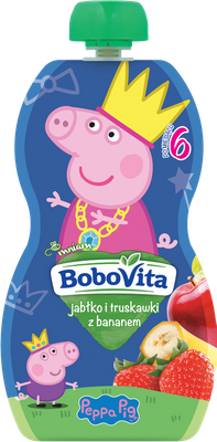 BoboVita Peppa Mus jabłko i truskawki z bananem po 6 miesiącu 100 g