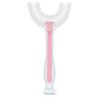 Silikonowa szczoteczka do zębów dla dzieci w kształcie U różowa 1 sztuka