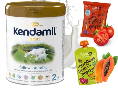 Kendamil Kozie 2 800 g + Ella's Kitchen chrupki pomidorowe i deserek mango ZESTAW 3 sztuki